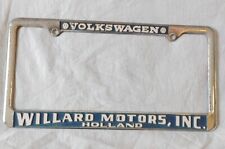 Vintage Willard Vw Volkswagen Dealership License Plate Frame Holland Michigan
