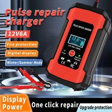 12v 6a Auto Smart Lead-acid Gel Battery Charger Car Motorcycle Lcd Orange