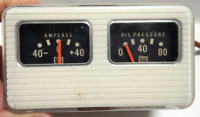 Vintage Sw Stewart Warner 40 Amp And Oil Pressure White Gauge Panel Rare 366-fb