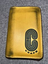 Coach Vintage Credit Card Holder Wallet Yellow Leather Rare To Find It