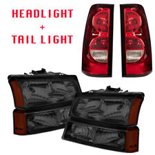 Pair Black Headlights Red Tail Lights For 2003-2007 Chevy Silverado 1500 2500