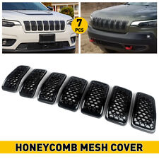 7pcs Front Hood Grille Insert For 2019 - 2022 Jeep Cherokee Trims Honeycomb Mesh