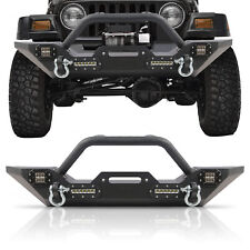 For 87-2006 Jeep Wrangler Tj Yj Front Bumper W D-rings Led Lights Winch Plate