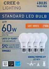 4 Bulbs Cree Led 60w Replacement A19 Daylight Or Soft White Dimmable Light Bulb