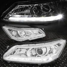 For 2013-2015 Honda Accord Pair Chrome Clear Projector Headlightlamp Wled Drl