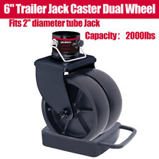 6 2000lbs Dual Wheel Swivel Caster Trailer Tongue Jack Wheel With Wheel Chock