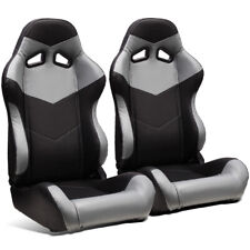 2 X Universal Blackgrey Pvc Leather Leftright Jdm Racing Seats Slider