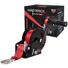 Tyt 1600lb Boat Trailer Winch With 8m Red Strap 2 Way Ratchet Hand Crank Strap