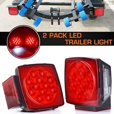 1 Pair Rear Led Submersible Square Trailer Tail Lights Kit Boat Truck Waterproof
