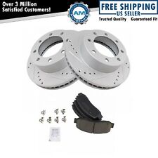 Front Performance Brake Rotor Drilled Slotted Coated Ceramic Pad Kit