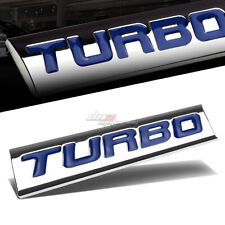 Aluminum Stick On Polish Chrome Blue Text Turbo Decal Emblem Trim Badge Logo