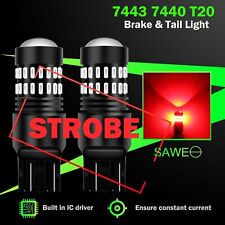 2x Red 7443 7440 Led Strobe Flashing Blinking Brake Tail Stop Light Warning Bulb