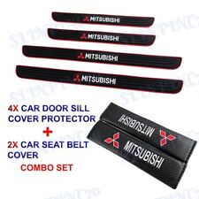 Black Rubber Car Door Scuff Sill Cover Panel Step Protector Combo For Mitsubishi