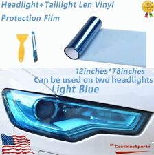 12x78 Gloss Light Blue Tint Vinyl Wrap Film For Headlight Taillight Protection