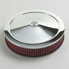 14x3 Round Chrome Washable Red Air Cleaner Assembly Flat Base Sbc 350 Bbc 454