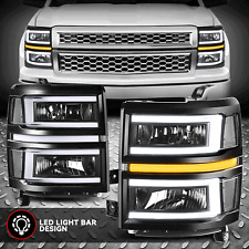 C-led Sequential Signal For 14-15 Chevy Silverado 1500 Headlights Blackclear