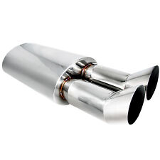 Fits Louddeep Dual Slant 3 Tip Dtm Style Stainless Exhaust Muffler 2.5 Inlet