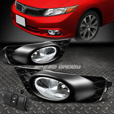 For 09-11 Honda Civic Sedan Clear Lens Bumper Fog Light Lamps W Bezelswitch