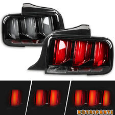 For 05-09 Ford Mustang Smoked Led Tube Sequential Signal Tail Lights Brake Lamps