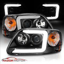 Led C Light Barfor 1997-2003 Ford F-150 Halo Ring Projector Black Headlights