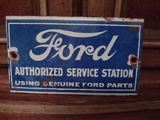 Vintage Ford Porcelain Sign Authorized Dealership Gas Station Oil Service Sales