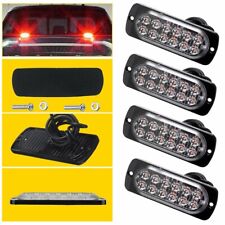 4pcs Led Flashing Strobe Lights Grille Light Head Red For Tow Car Truck Trailer