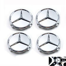 4pc Silver Wheel Center Hub Caps Badge Fit For Mercedes-benz 75mm Emblem