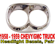 1958-1959 Chevygmc Pickup Truck Chrome Dual Headlight Bezels Pair 3100