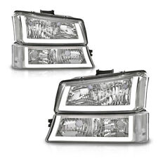 Clearchrome Headlights W Led Drl Fit For 2003-2006 Chevy Silveradoavalanche