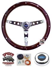 1958-1962 Ford Steering Wheel Blue Oval 15 Muscle Car Mahogany Wood