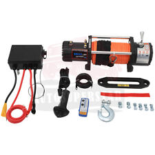 12v 9500lbs Electric Winch Synthetic Rope Truck Trailer Tow Off Road 4wd