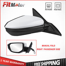 Right Side Power Glass Mirror For 16-19 Honda Civic White 3 Wirepin Manual Fold