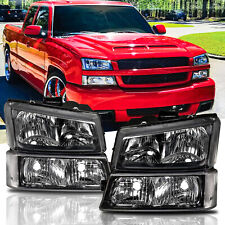Fit For 2003-2006 Chevy Silverado 1500 2500 3500 Black Pairs Bumper Lamps