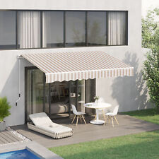 10x8 Retractable Sun Shade Patiowindow Awning Polyester Fabric Beige