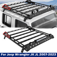 Roof Rack Cargo Basket With Led Light Bars Fits 2007-2023 Jeep Wrangler Jk Jl