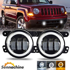 Pair 4 Inch Bumper Round Led Fog Lights Halo Ring Drl For Jeep Patriot 2008-2015
