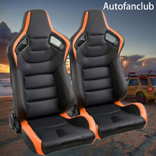 2pcs Reclinable Bucke Seats Pvc Leather Adjustable Universal Sport Racing Seats