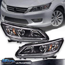 Fit For 2013-2015 Honda Accord W Led Drl Black Projector Headlights Leftright