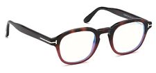 Tom Ford Tf 5698-b Havana Red 056 Plastic Eyeglasses Frame 48-23-145 Blue Block