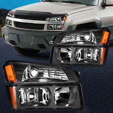 Fits 2002-2006 Chevy Avalanche Black Headlights Halogen Headlamps Signal Lights