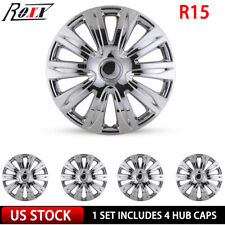 New Chrome 15 Set Of 4 Wheel Covers Snap On Hub Caps Fit R15 Tire Steel Rims
