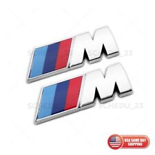 2x Bmw M Series Fender Sport Nameplate Emblem Badge Carabs Mini Sport Chrome