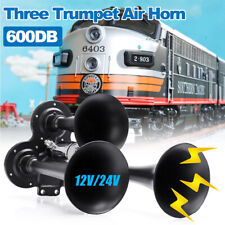 600db Horns Train Air Horn 3 Trumpets Black Plated For Truckcar Loud Sound Us