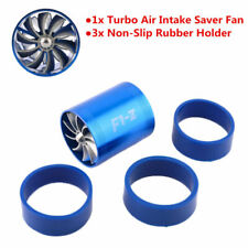 Blue Air Intake Turbonator Dual Fan Turbine Turbo Supercharger Gas Fuel Saver