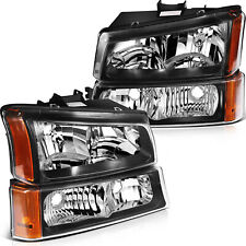 For 2003-2006 Chevy Avalanche Silverado Headlights Assembly Black Housing Pair