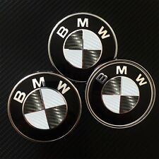 Black White Carbon Fiber Roundel Decal For Bmw Badge Emblems Rims Hood Trunk