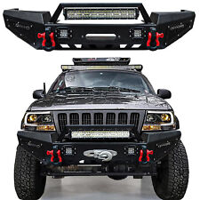 Front Bumper Wwinch Plateled Lights Kit For 1999-2004 Jeep Grand Cherokee Wj