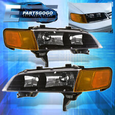 For 94-97 Honda Accord Cd Jdm Black Headlights Amber Corner Reflector Lamps