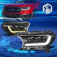 For 19-23 Ford Ranger Lariat Led Switchback Signal Projector Headlights Black
