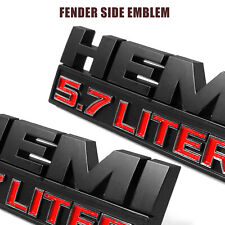 2x Black Red Side Fender Emblem Badges 3d Decal Fit For Ram 1500 Hemi 5.7 Liter